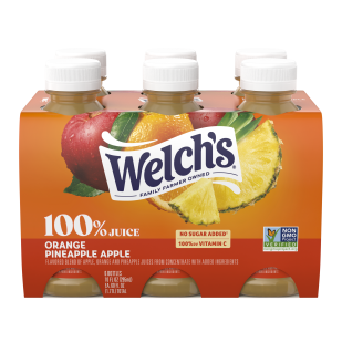 100% Juice Orange Pineapple Apple - 6 PACK - 10 OZ BOTTLE Packing